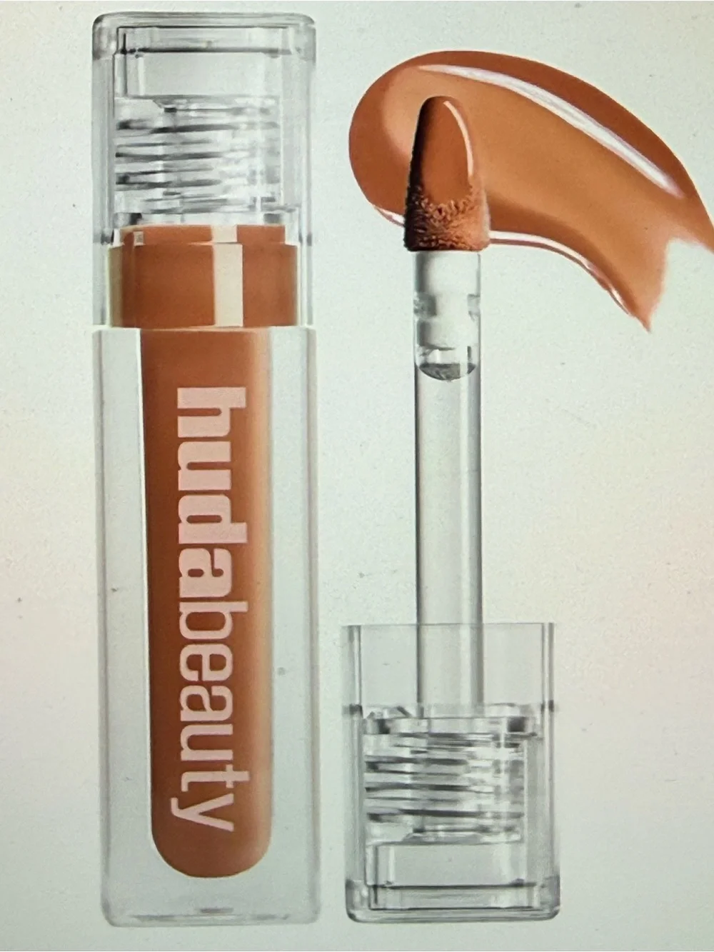 Huda Beauty Faux Filler Shiny Non Sticky Lip Gloss NIB RichCealer - Toffee Brown